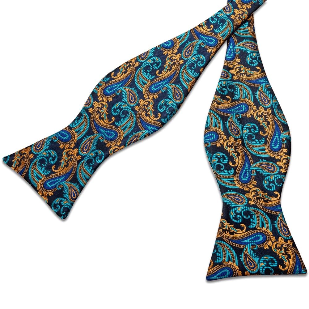 JFDBGU Adjustment Self-tie Bowties for Man Paisley Wedding Party Neck Ties Cufflinks Brooch Hankychief Sets