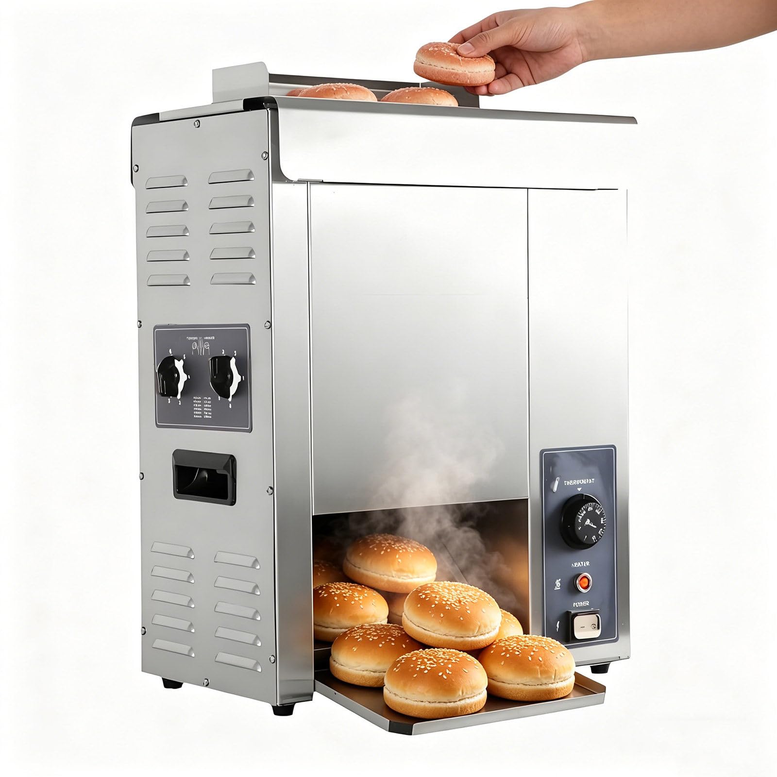 Beachtiful Commercial Burger Machine - Pro Temp Control Vertical Contact Toaster Automatic Commercial Conveyor Toaster, Adjustable Thickness for Burger Bun, Restaurant Hamburger 2000W 1600 Slices/H