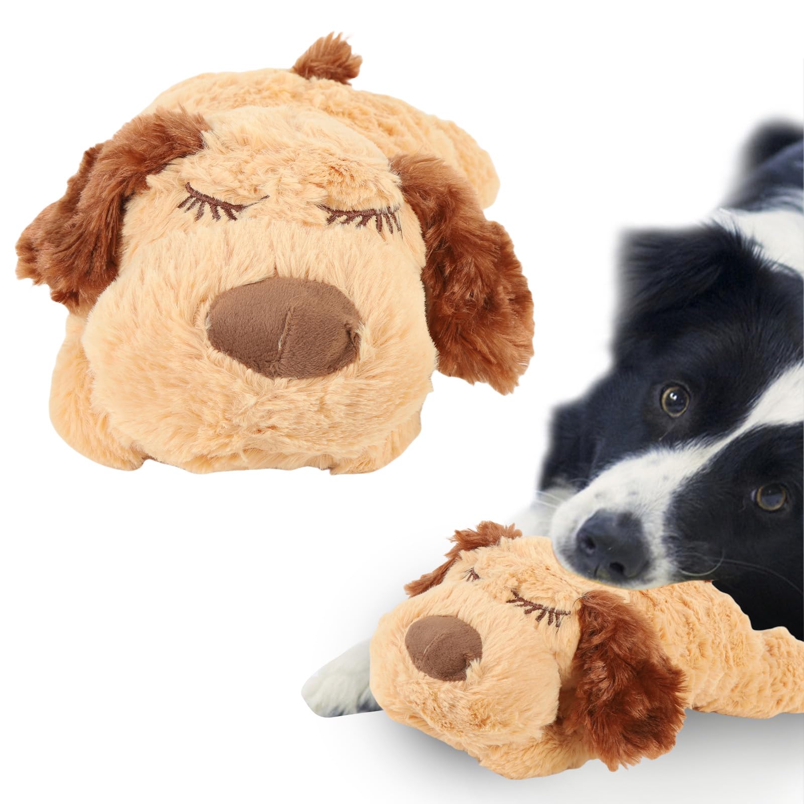 Jouet en peluche interactif rempli de battements de cœur pour chiot, soulage l'anxiété, aide à l'entraînement comportemental (marron)