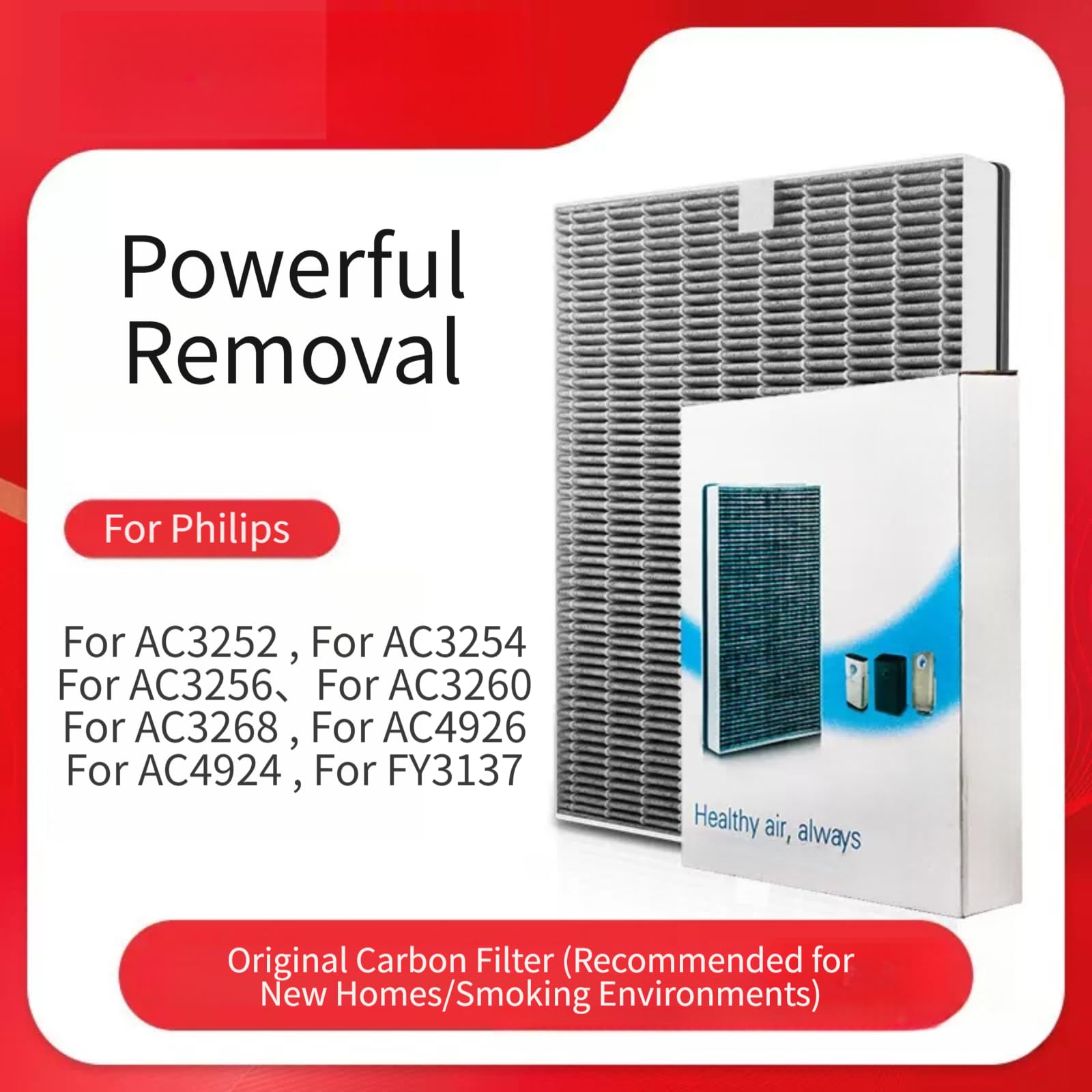 Filtro purificador de aire HEPA H12 FY3137 para AC3252 AC3254 AC3256 AC3260