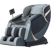 BestMassage Massage Chair,Full Body Zero Gravity Recliner Chair with Smart Large Screen Bluetooth Speaker Wormwood Back and Calf Heating Therapy Foot Roller Air Massage System for Home Office,Grey
