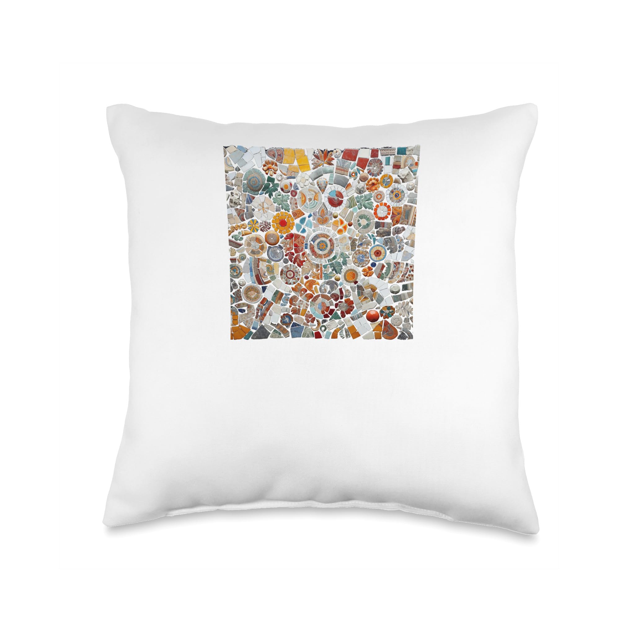 Pottery Shard Mosaic Throw Pillow, 16x16, Multicolor