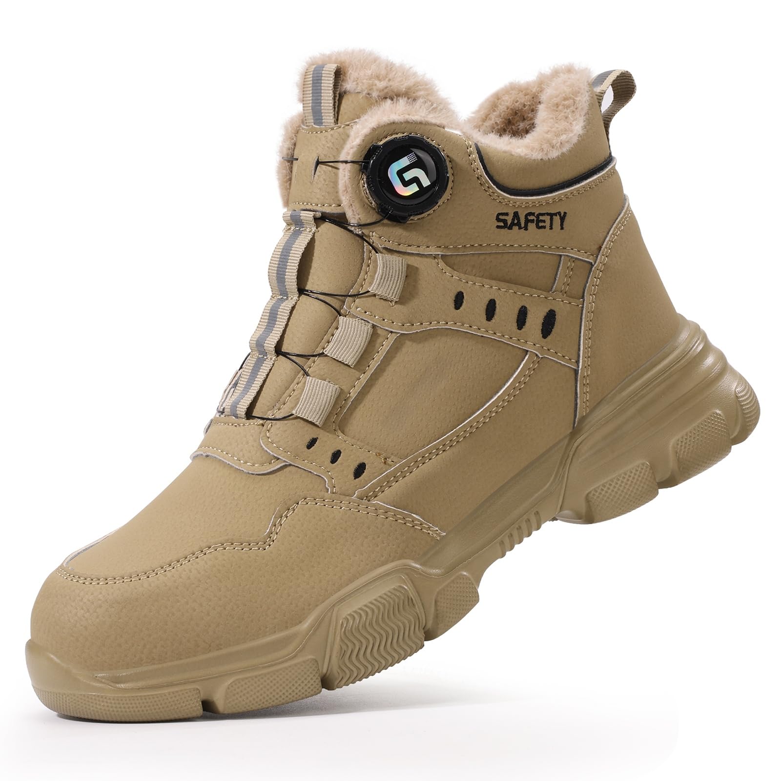 GemChve Scarpe Antinfortunistiche Uomo Donna Impermeabile Invernali Termiche Imbottite con Punta in Acciaio Regolazione Rapida dei Lacci Stivali 38-46 EU
