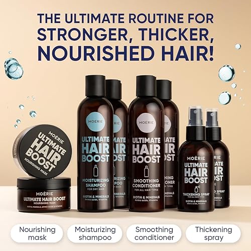 Miniatura 7 de Moerie Ultimate Hair Growth - Juego de champú y acondicionador para el crecimiento del cabello, cabello más largo, grueso, más completo, vegano,