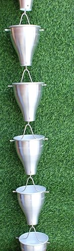 Miniatura 2 de KAM Home - Cadena de lluvia de aluminio XL con adaptador de canaleta para kit de instalación de cadena de lluvia (8.5 pies, natural)