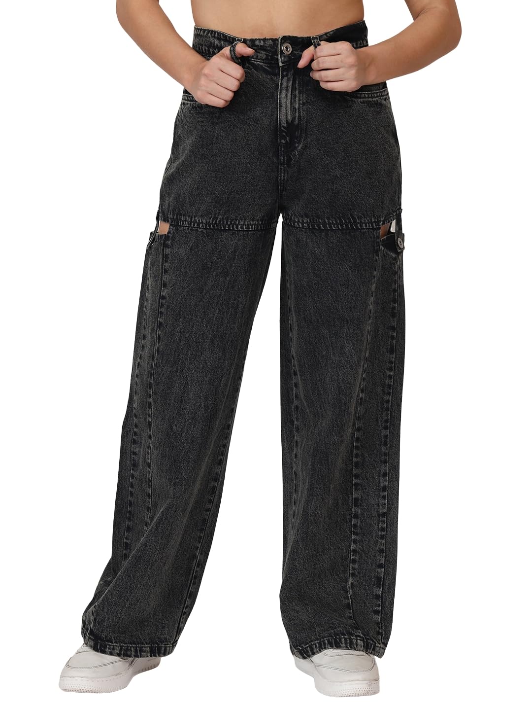puella Charcoal Color Loose Fit Jeans-picture-33