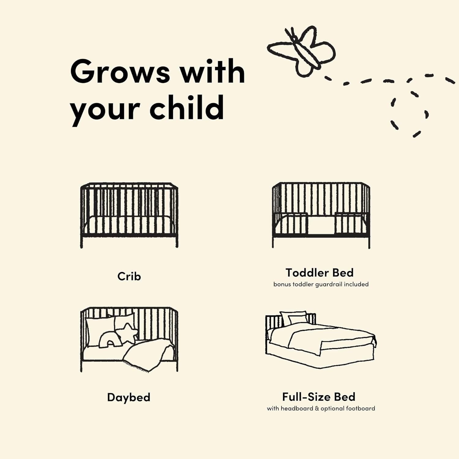 Storkcraft Casablanca Convertible Crib with Drawer and Toddler Guardrail (Frosted Oat) – GREENGUARD Gold Certified, Toddler Bed Conversion Kit Included, Fits Standard Crib Mattress, Crib with Storage