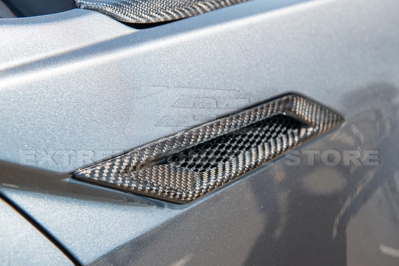 Replacement for 2009-2015 Cadillac CTS-V Models | GM Factory Style Carbon Fiber Side Bumper Fender Vents Trim Cover Pair