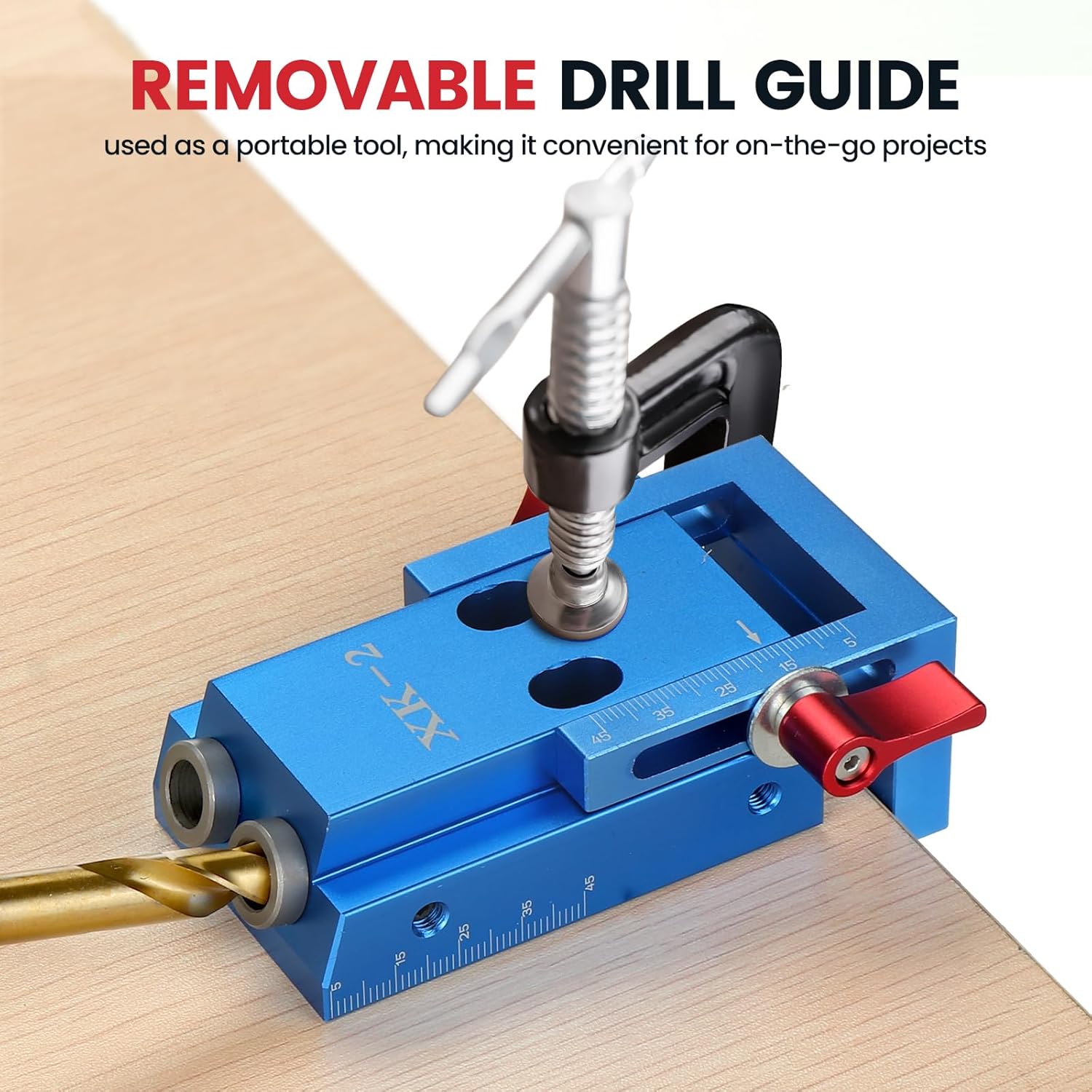 Pocket Hole Jig Kit Adjustable Metal Pocket Screw Jig with Portable Base Professional Woodworking Tool for DIY Carpentry Projects XK-2