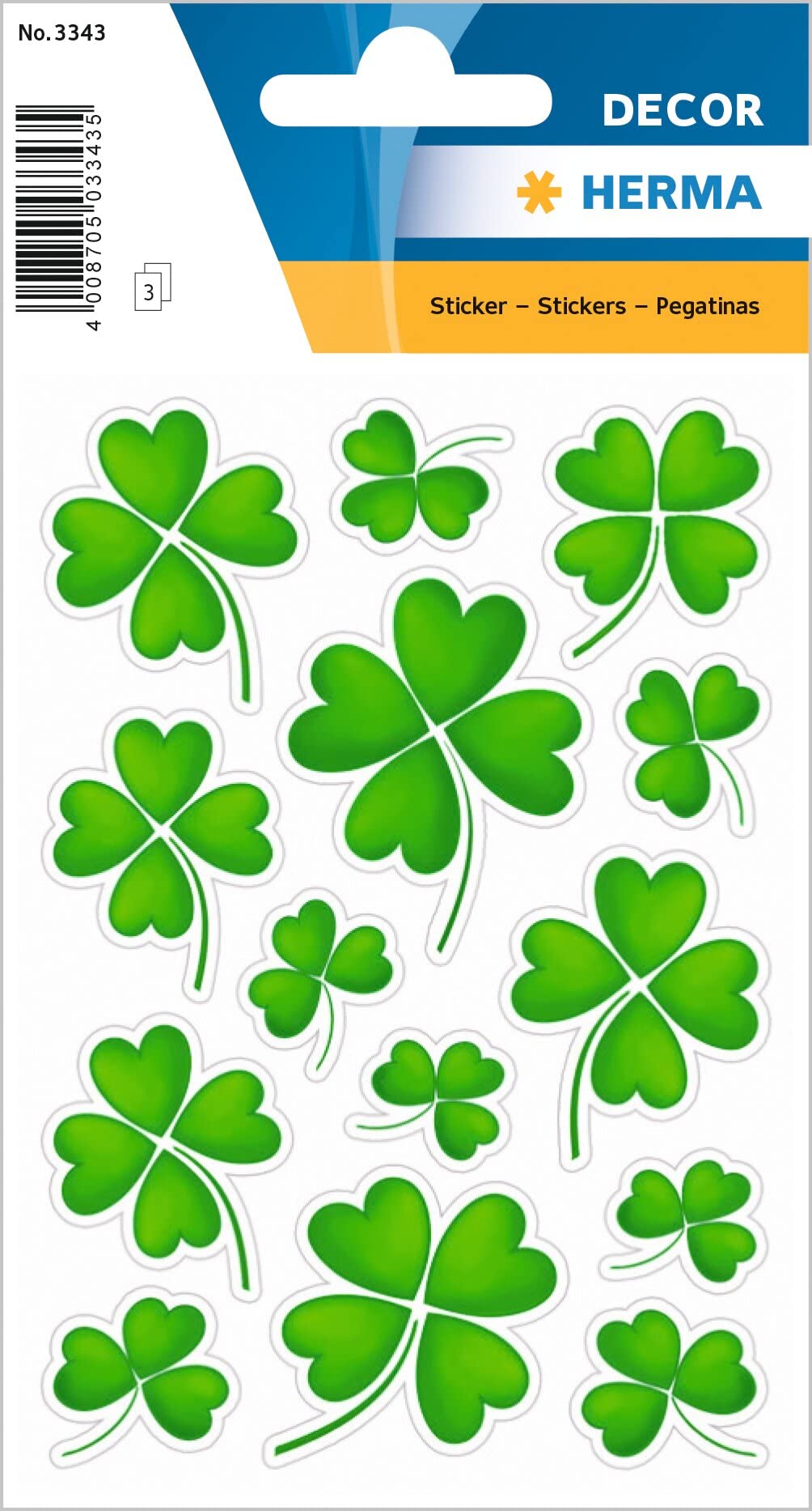 HERMA 3343 "Clover Leaves Paper Self-Adhesive Stickers with Lucky Motifs for Birthdays, Congratulations, Boys and Girls, 42 Gift Stickers