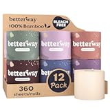 Betterway Unbleached Bamboo Toilet Paper Rolls - Eco-Friendly 3 Ply Toilet Tissue - 12 Long-Lasting Rolls - 360 Sheets/Roll - Organic, FSC Certified, Septic Safe TP - Lint-Free, PFAS-Free Bath Tissue
