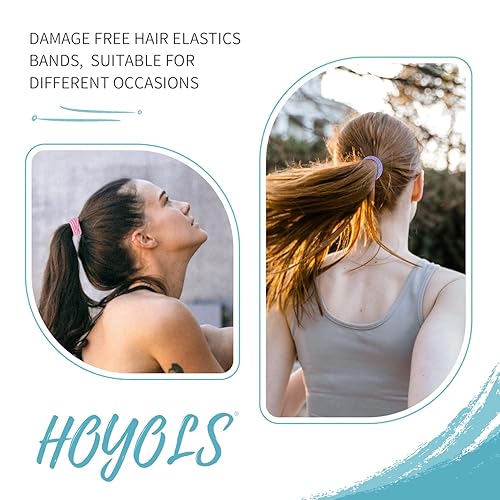 Miniatura 7 de Hoyols Bandas elásticas para el cabello para mujer, bandas elásticas de 0.157 pulgadas (0.157 in), soportes para cola de caballo para bandas gruesas