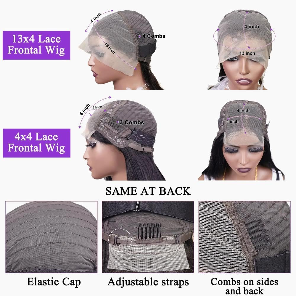 Haarpflege Braune Gerade Kurze Bob-Perücke HD-Spitzenfront 100% Echthaar Vorgezupft Für Schwarze Frauen(4x4,150%_8INCHES)