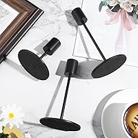 Vista 4 de Sieral Portavelas cónicos a granel, juego de candelabros modernos decorativos de metal para boda, aniversario, hogar, comedor, centro de mesa, Negro