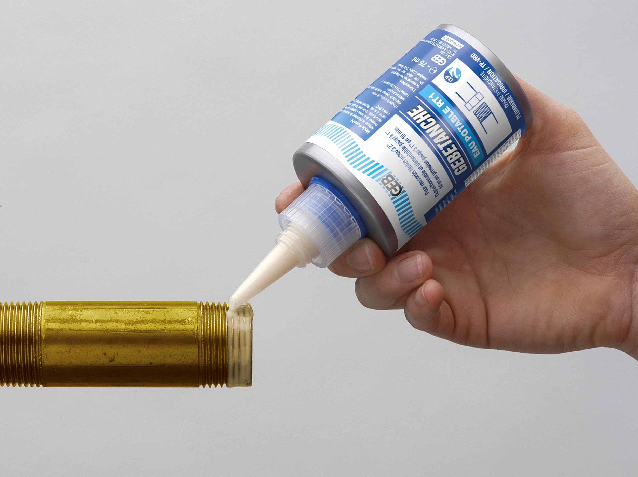 GEB Gebetanche eau potable RT1. Résine d'étanchéitée anaérobie pour raccords filetés métalliques coniques ou cylindriques sur réseaux sanitaires - 75ml