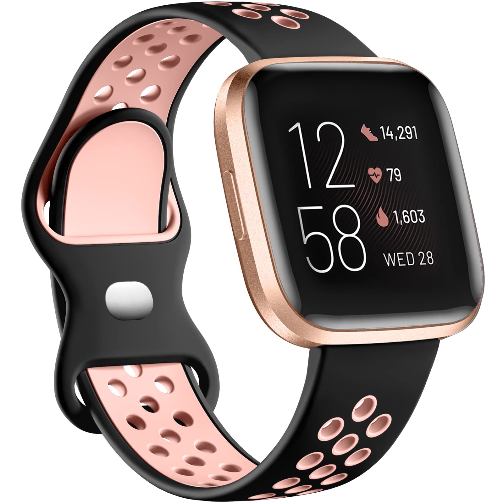 Dirrelo Compatible with Fitbit Versa Bands/Fitbit Versa Bands/Versa  Bands, Two-Tone Soft Silicone Sport Breathable Replacement Bands for Fitbit