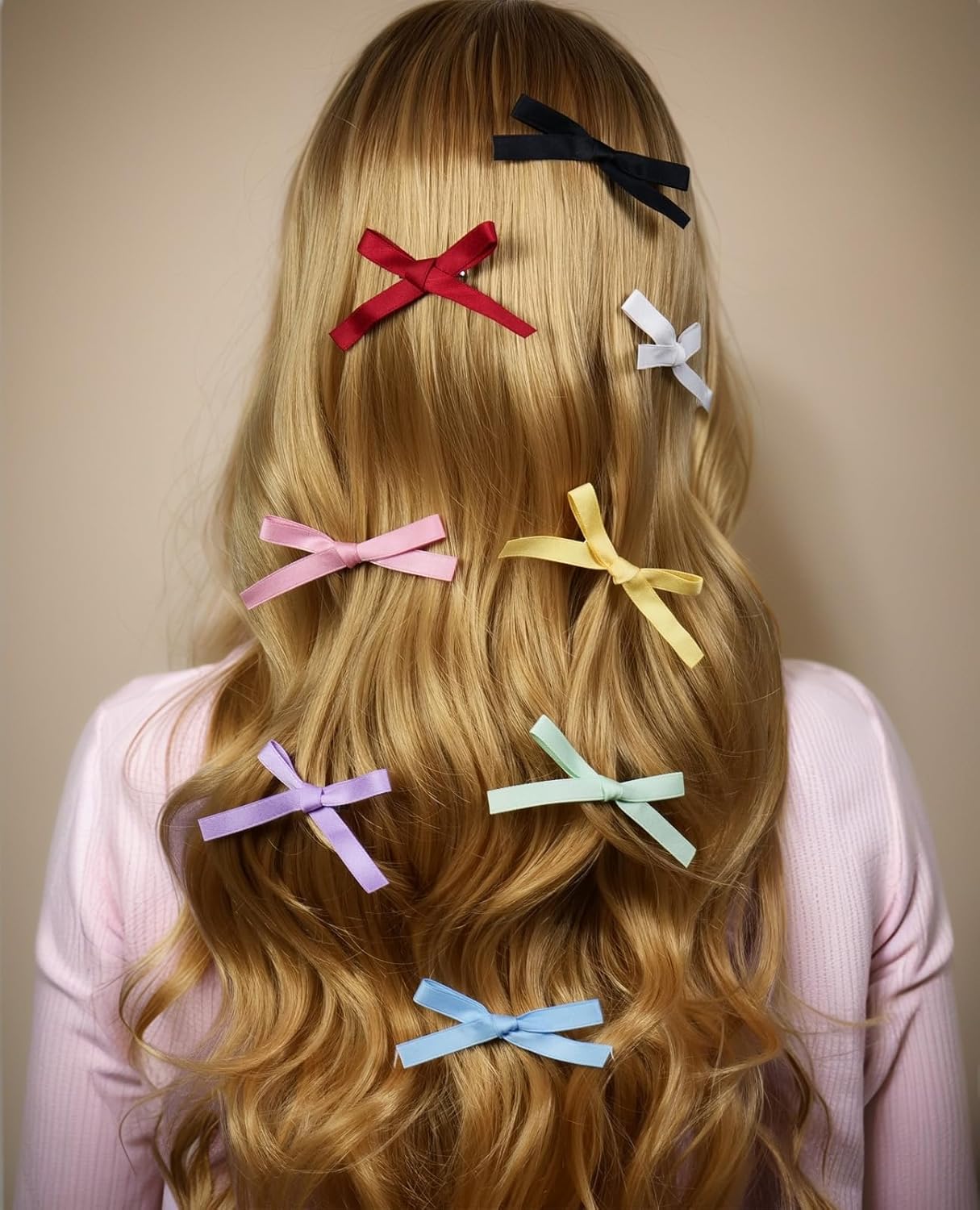 24PCS Hair Ribbons for Women - Small Hair Bows, Thin Bows for Girls, Ribbon Hair Clip Cute Hair Accessories for Daily Use, Birthday Gifts for Her, 8 Colors - Image 4