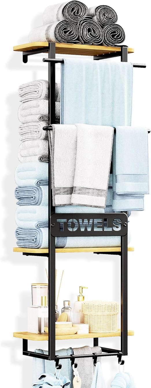 YITOBA Wall Towel Racks for Bathroom, 3 Tier Bath Towel