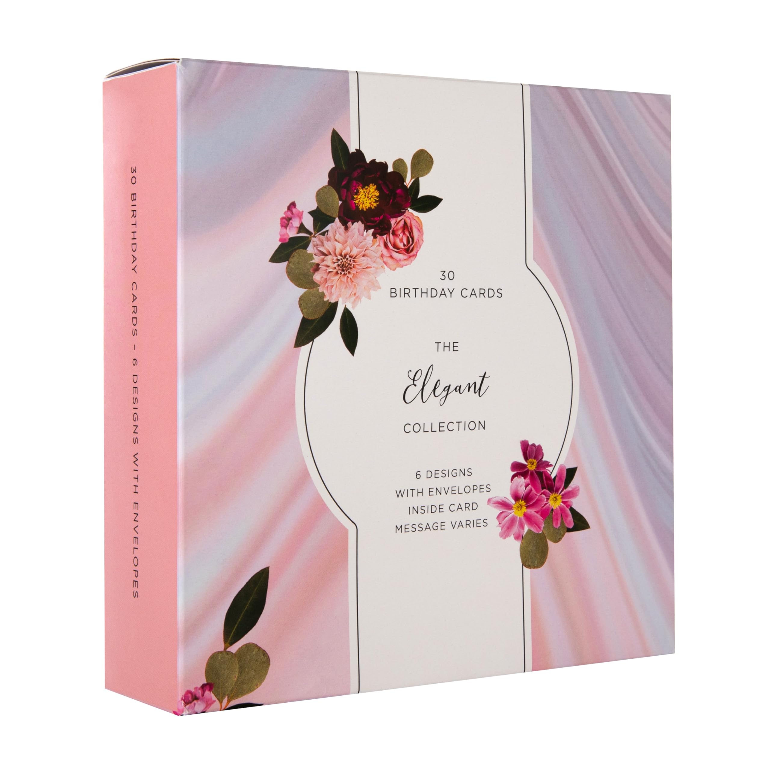 Hallmark Birthday Cards, Pack of 30, The Elegant Collection Pack, Female Birthday Card, Simple Designs, Florals, Pink, Cream