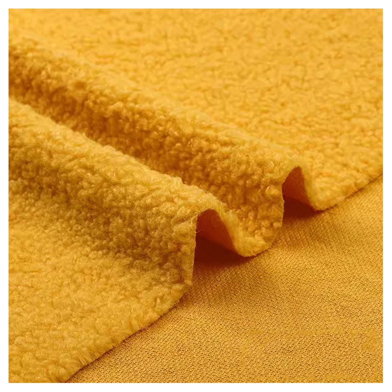 Soft Curly Woolly Pile Fleece Fabric Polyester Polar Fleece Fabric Soft Plush Material Shaggy Craft Faux Fur Fabric for Sewing Throws, Blankets, Scarves, Pet Beds, 50x160cm (Color : Yellow)