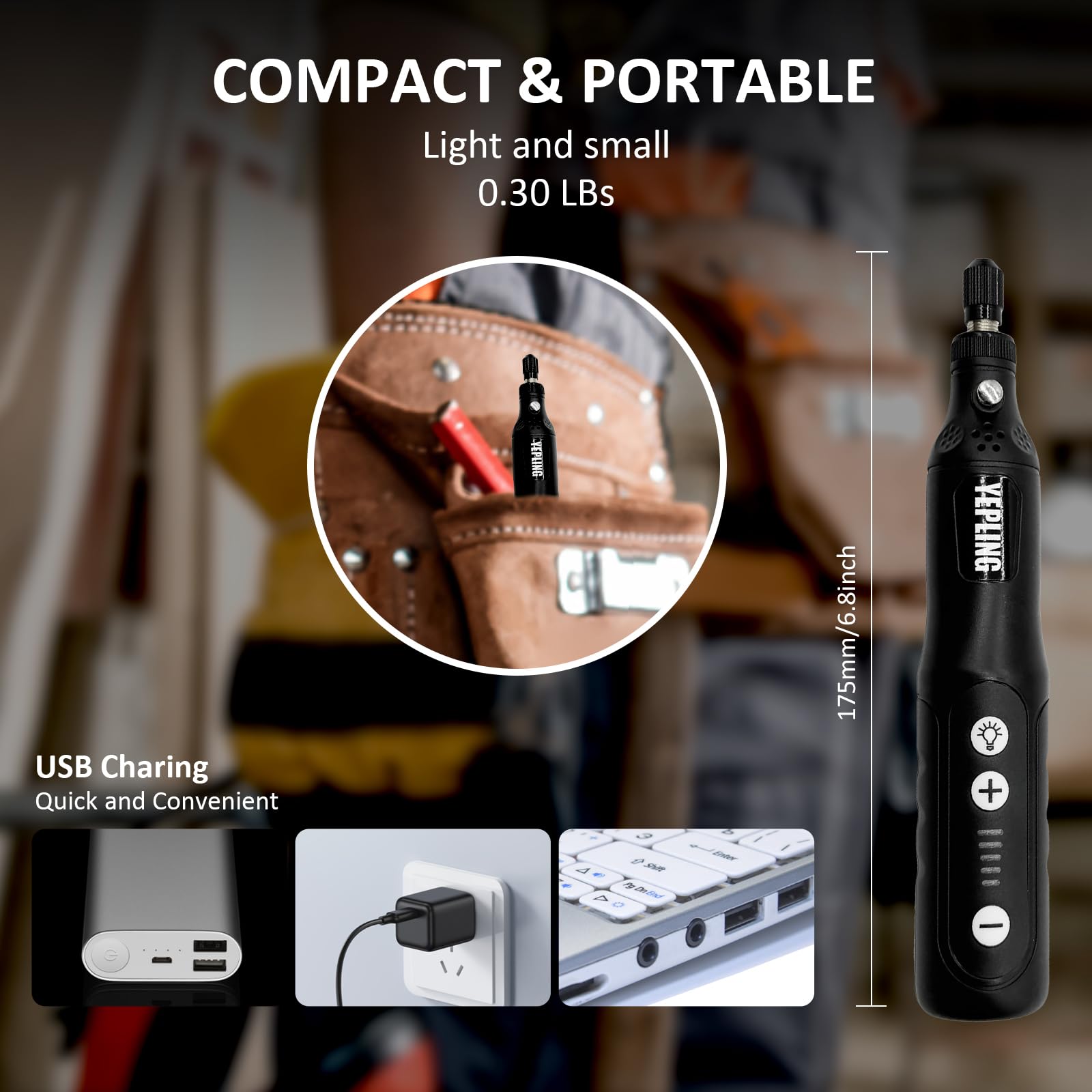 Herramienta Giratoria Inalámbrica YEPLING - Mini Taladro Con 72 Accesorios, 3 Velocidades Y Pantalla LED | Ideal Para Bricolaje Y Manualidades