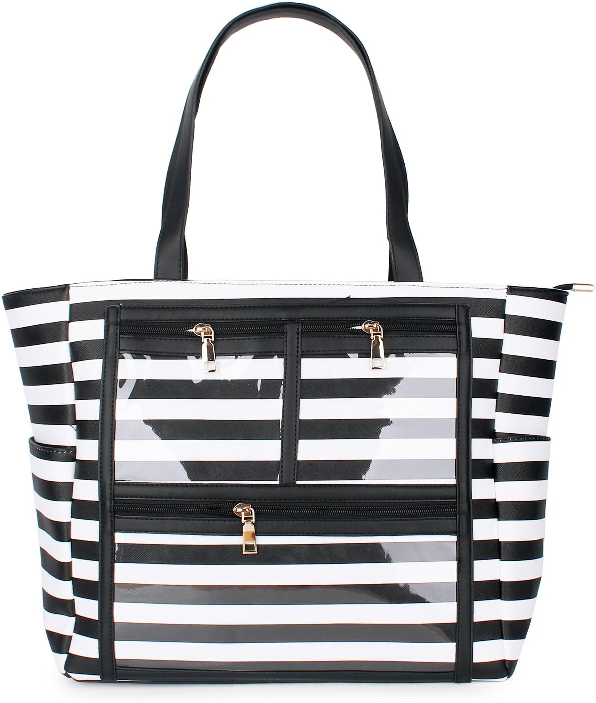 PU Striped Handbag Essential Oils Carrying Bags Water Resistant with multiple display windows