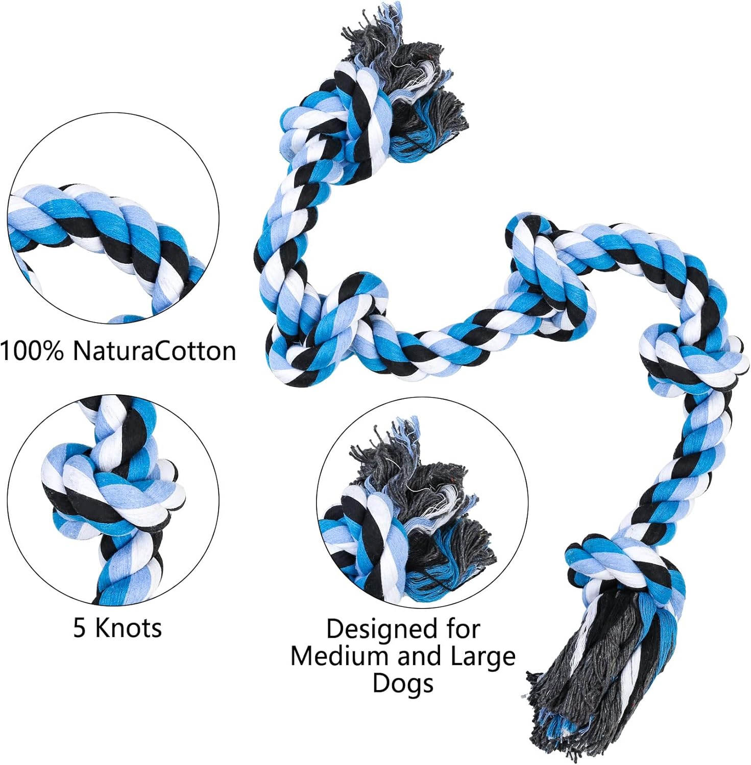 QUIIEOSKIA Indestructible Dog Toys, 35 Inch Knots Tough Tug Toy for Large and Medium Dogs, for Teeth Cleaning Tug of War 5 71P5FDiG88L. AC SL1500