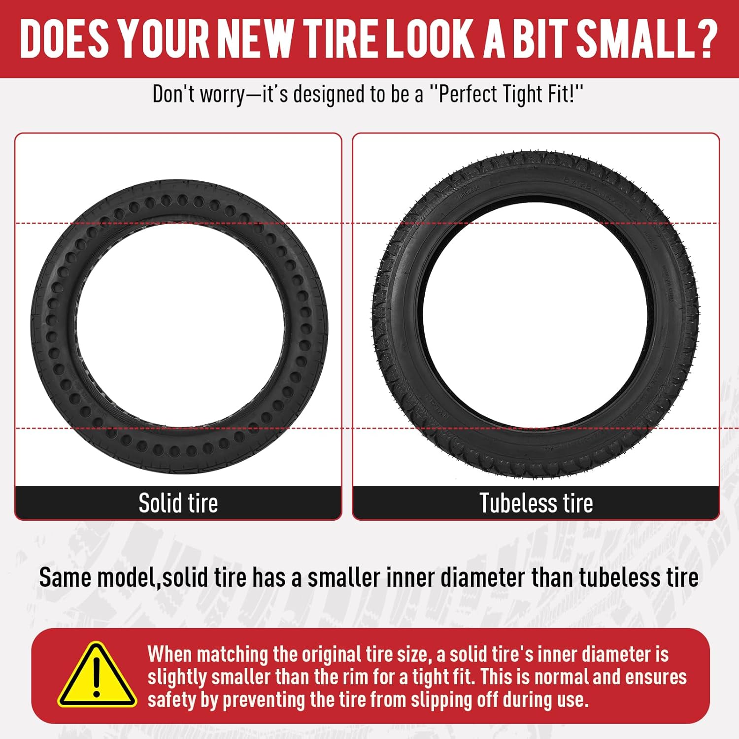14x2.125 Solid Electric Bicycle Tire,14 x 2.125 Electric Bike Tire for Replacement Electric Scooters,Folding E-Bike and Kids Bikes