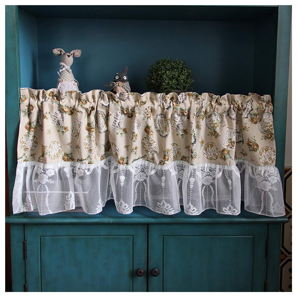 Cortina pequeña de encaje decorativa y antipolvo para armarios OKUOKA