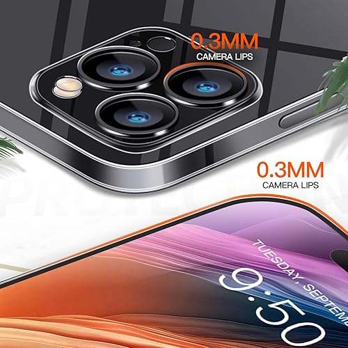 Miniatura 4 de Purluct Funda delgada para iPhone 15 Pro, funda delgada con acabado transparente no amarillenta ultra protectora con protección de cámara de 6.1