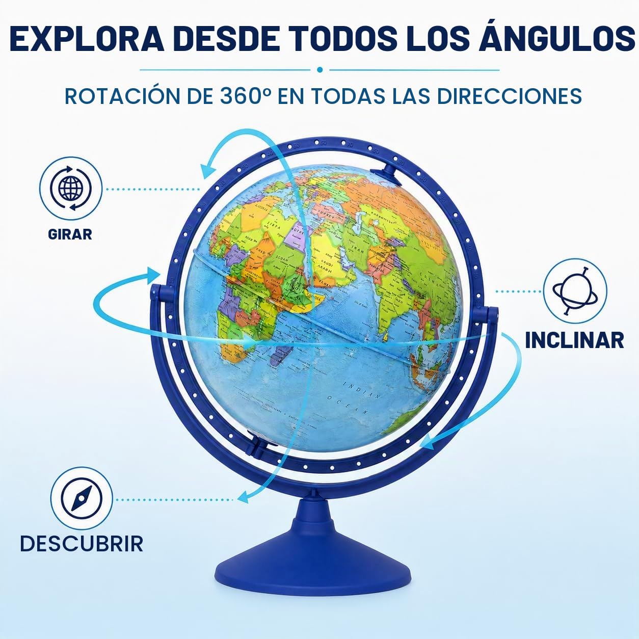 30cm Globo terráqueo - en Inglés -Todas las direcciones 360 ° giratorio