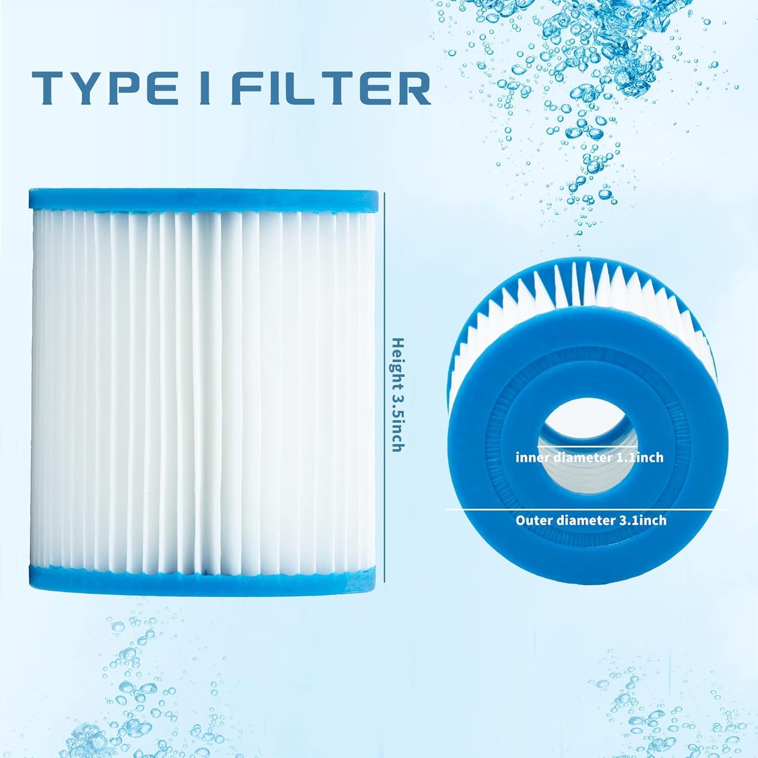 Bestway 58093-17 - Cartuccia filtrante di ricambio per piscina gonfiabile, tipo I, 8 x 8,9 cm, 58093-17
