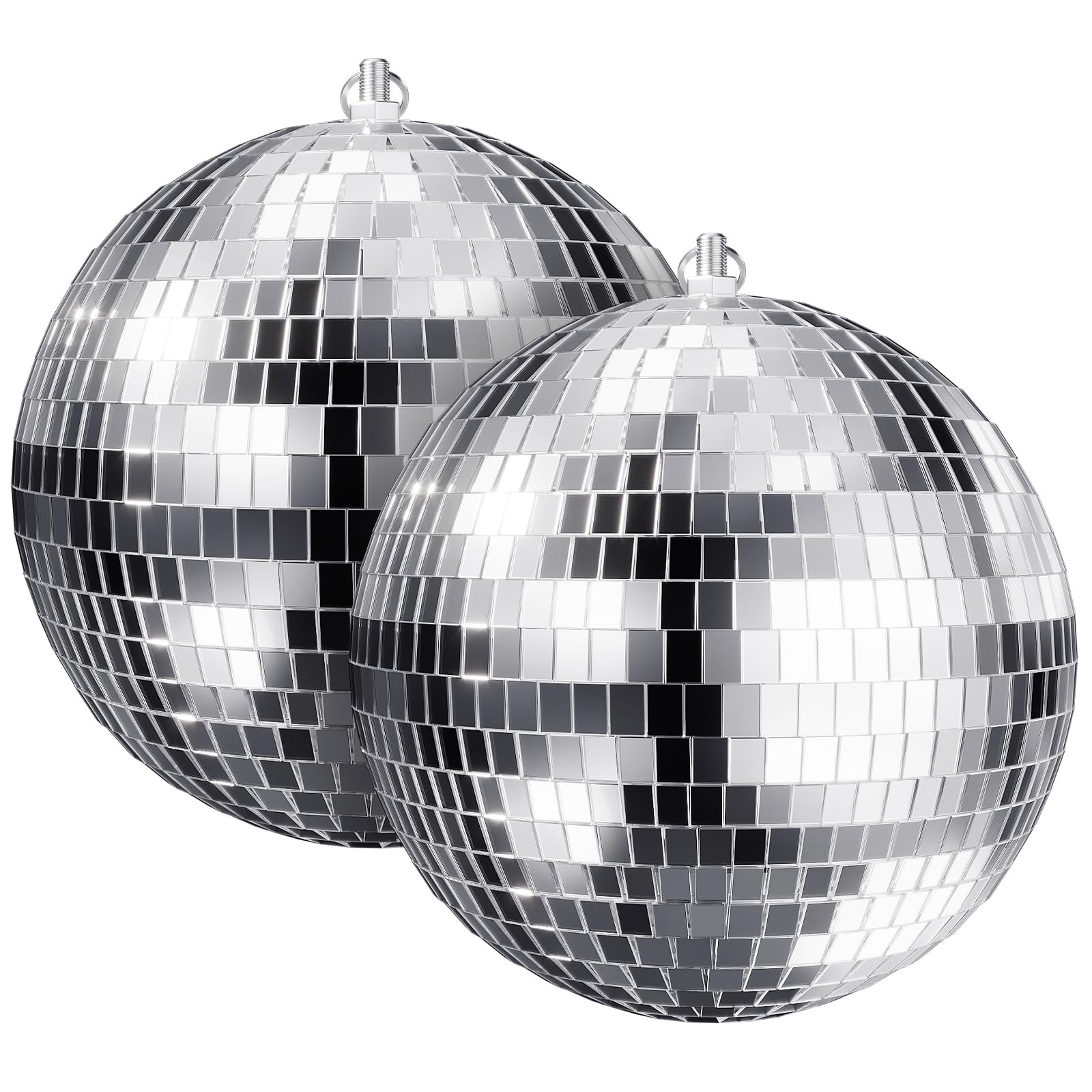 Youdepot 8-Inch Silver Disco Ball Mirror Ball 2-Pack