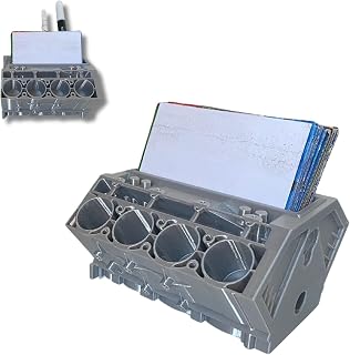 V8 Engine Business Card Holder - Shiny Silver Desk Decoration for Car Enthusiasts | 3D Printed PLA