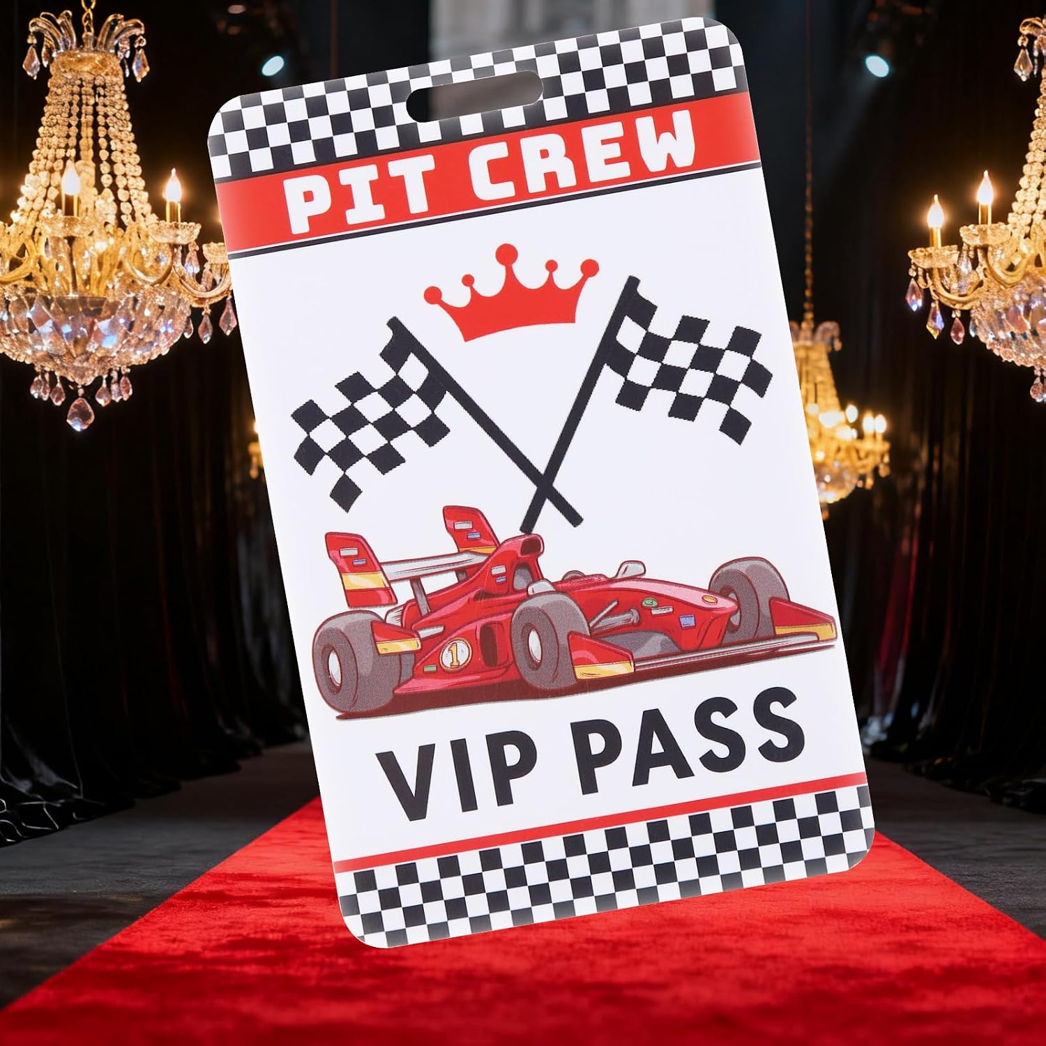 50 Sets Racing VIP Pass Cards with Checkered Lanyard Racing Lanyards Bulk PVC VIP Passes with Lanyard for Fast One Party Favors Race Car Decorations Event Gamer Race Car Theme Birthday Party