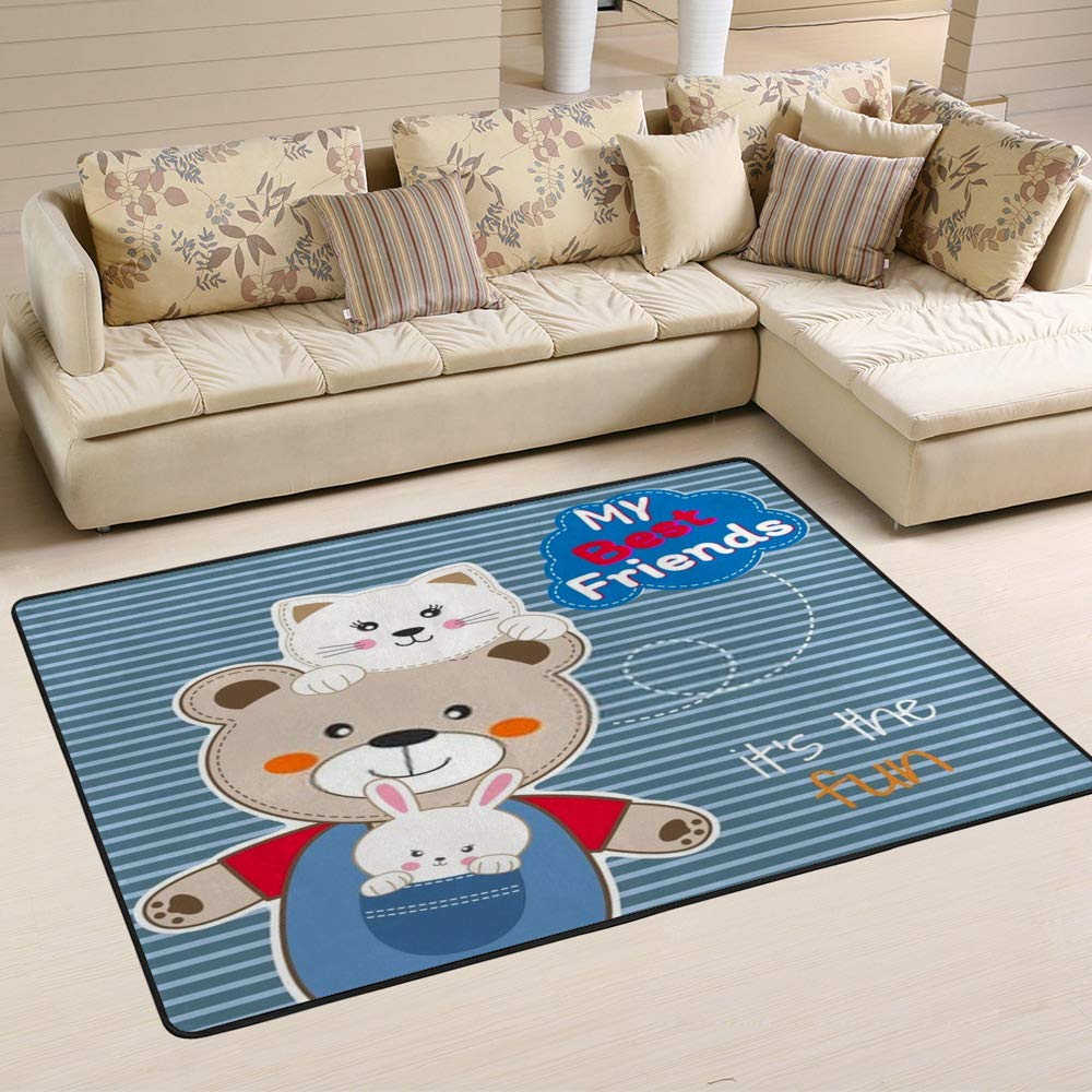 Tapis design doux antidérapant animaux pour réchauffer le sol de la chambre