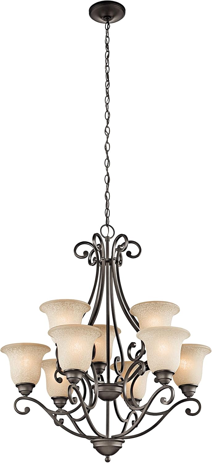 Exclusive Discount 50% Price Kichler Lighting Camerena 34.5 9 Light Two Tier Chandelier with White Scavo with Light Umber Inside Tint Glass Olde Bronze® Buy 1 get 1 🔥 Kichler Lighting Camerena 34.5 9 Light Two Tier Chandelier with White Scavo with Light Umber Inside Tint Glass Olde Bronze®