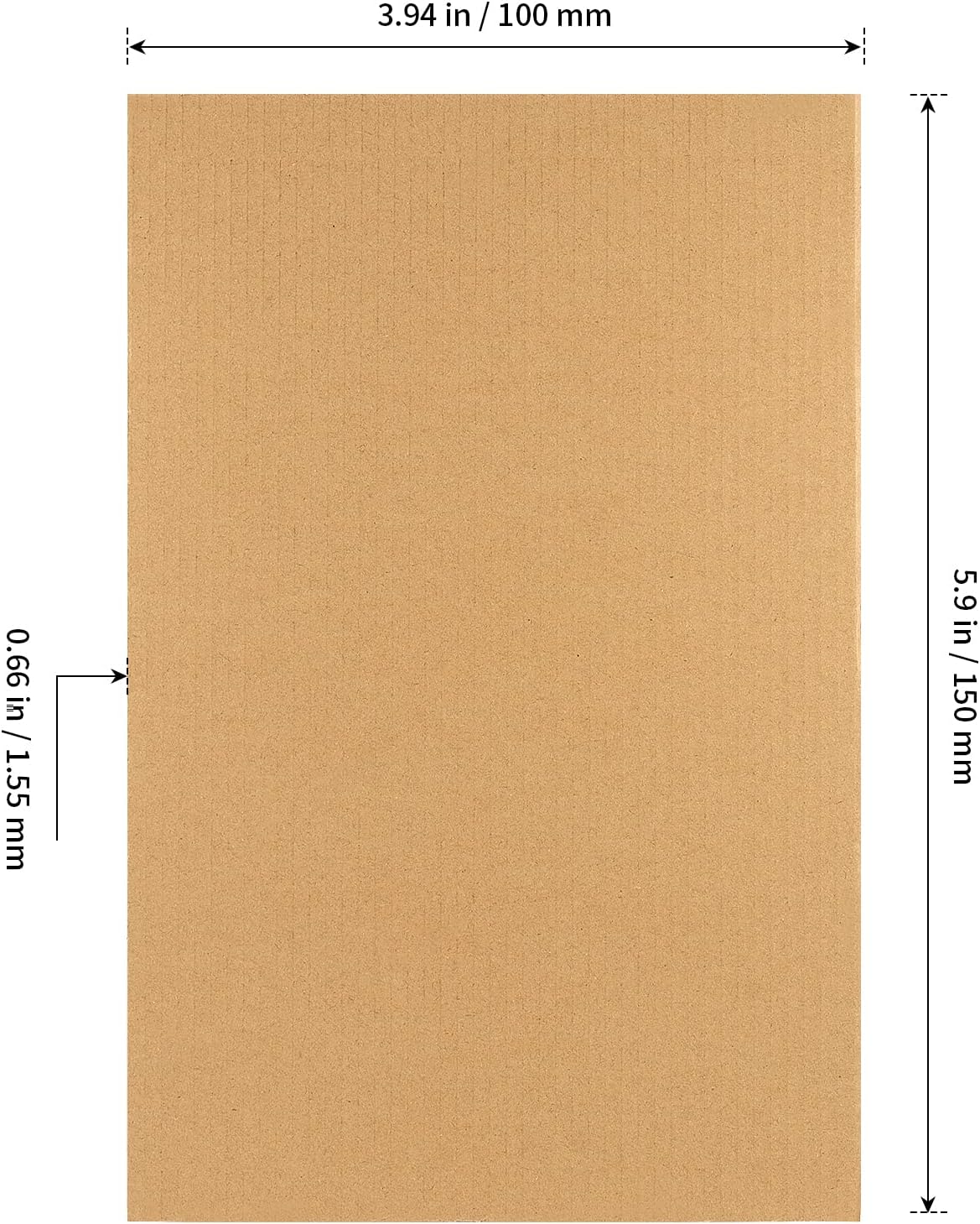 SHEUTSAN 200 Pack 6 x 4 Inch Brown Corrugated Cardboard Sheets, 1.5mm Thick Corrugated Cardboard Sheets Pads for Albums Cover, Scrapbook, Printouts, Backing