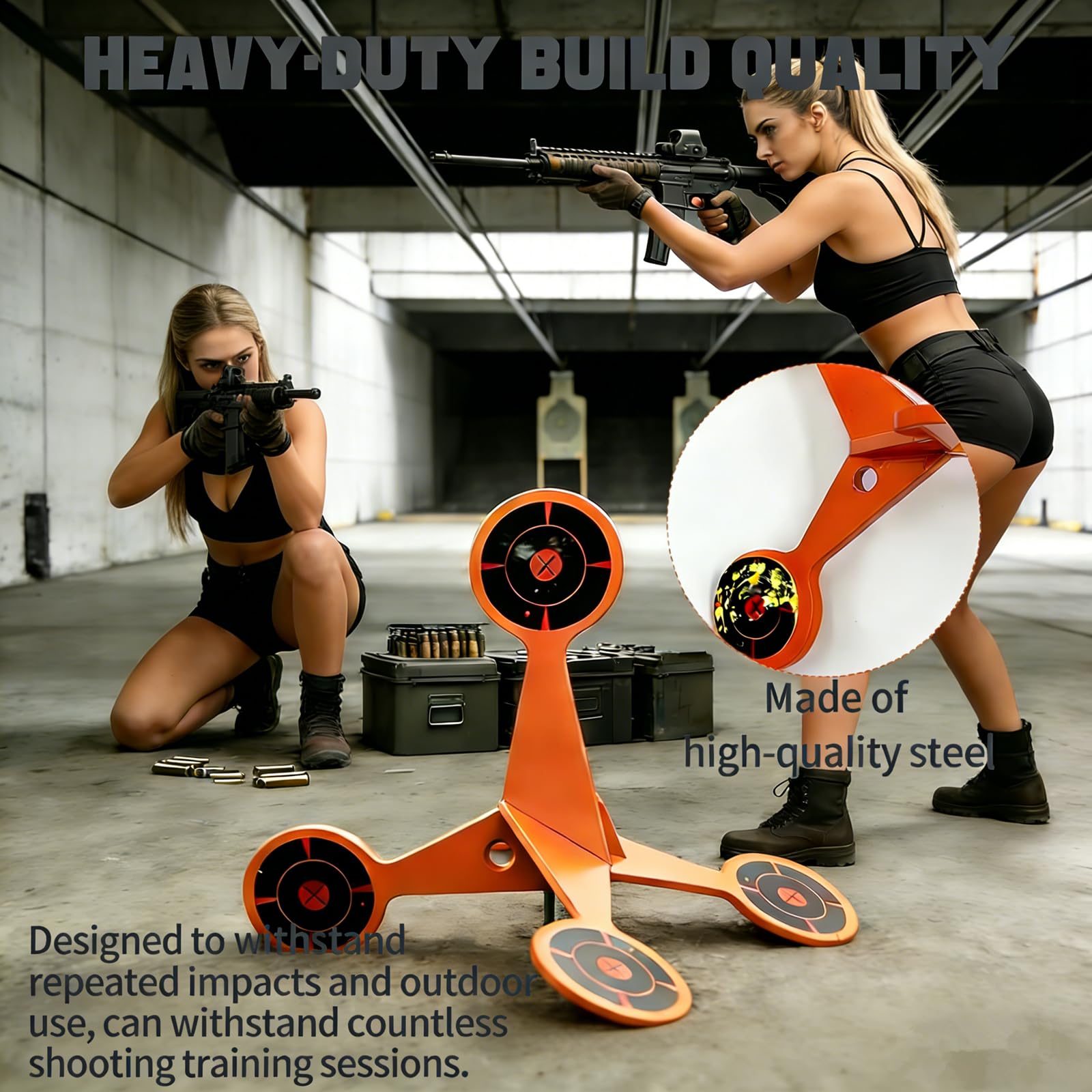 Spinning Shooting Target Thickened Flip Roller, 10 Sheets of Splash Target Paper, Metal Reactive Flip Reset Targets, Automatically Flips, High Caliber for Outdoor and Backyard — view 2