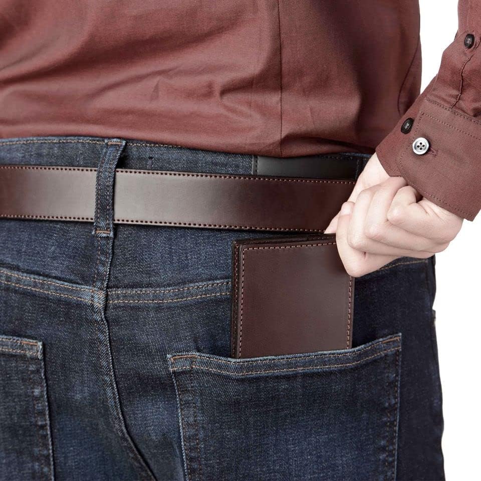 Premium Full Grain Bridle Leather Men’s Bifold Wallet With Flip Up ID Window – Brown - Made in USA - Image 6