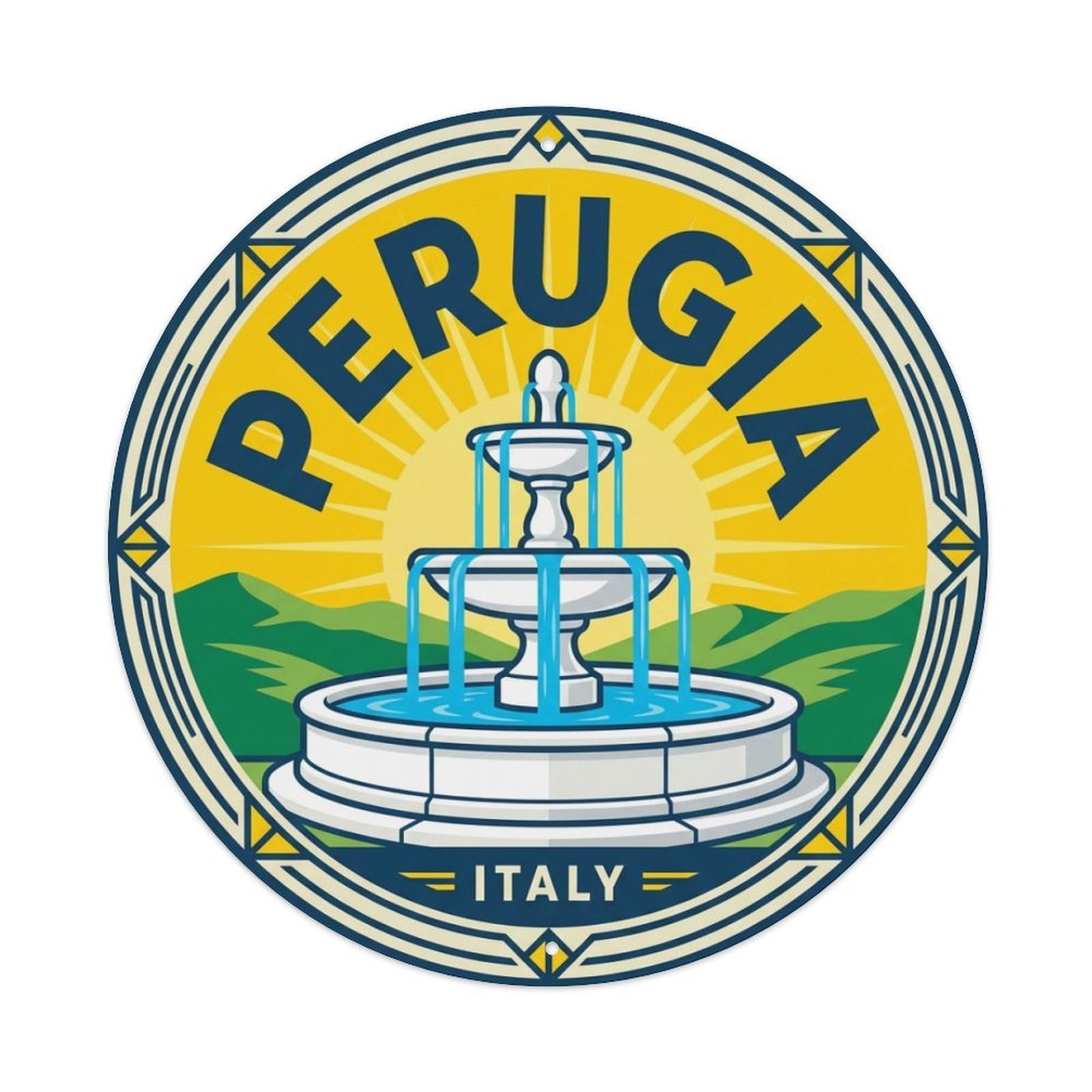 Metal Tin Sign Vintage Travel Italy Perugia