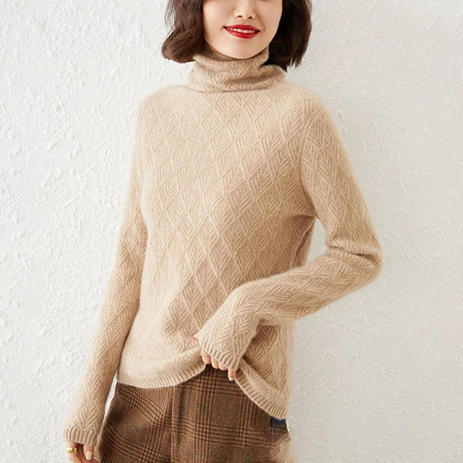 High Collar Bottoming Shirt Women Solid Color Wool Sweater Loose Long Sleeve Solid Color Sweater Jacket