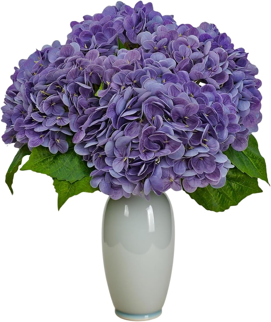 4 Pcs Purple Hydrangea Artificial Flowers, 20" Artificial Hydrangea Flowers with Long Steams, Fake Flowers for Decoration Bouquet Plants for Tall Vase Table Garden Arrangements