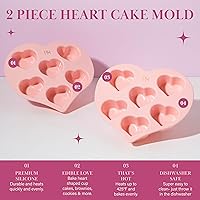 Vista 2 de Paris Hilton Molde de silicona con forma de corazón, molde antiadherente en forma de corazón, apto para horno para pasteles, brownies y postres, 6