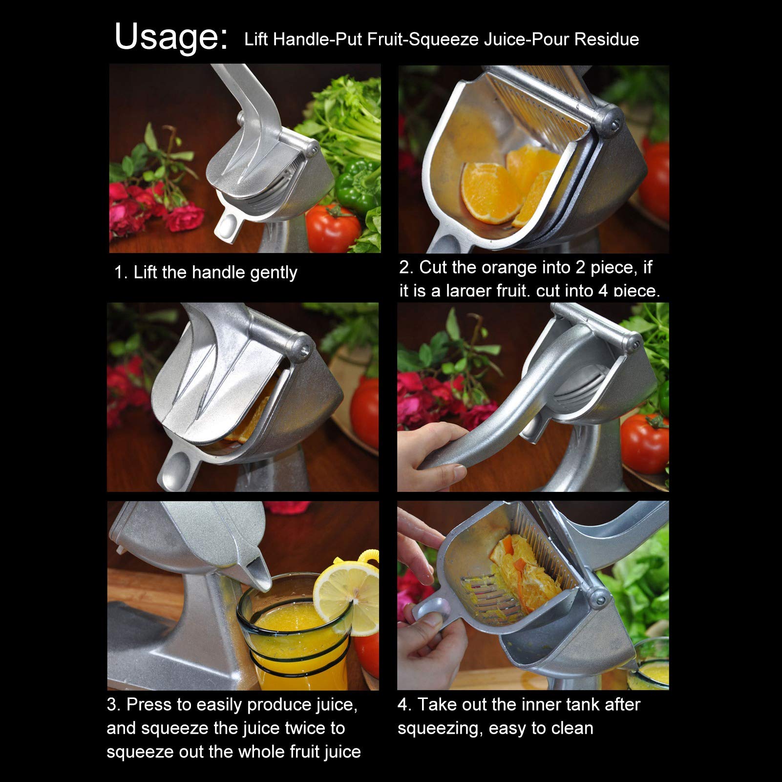 Zitronenkürze, manuelles Entsafter Zitrusfrüchte Orange Obst Quetschern Heavy Duty Juicer Handpresse für die Küche zu Hause