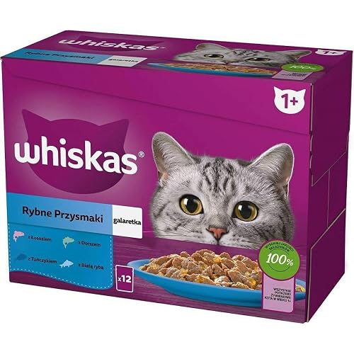 Whiskas Comida húmeda para Gatos Adult 1+ con Pollo en gelatina, 12 latas (12 x 400 g