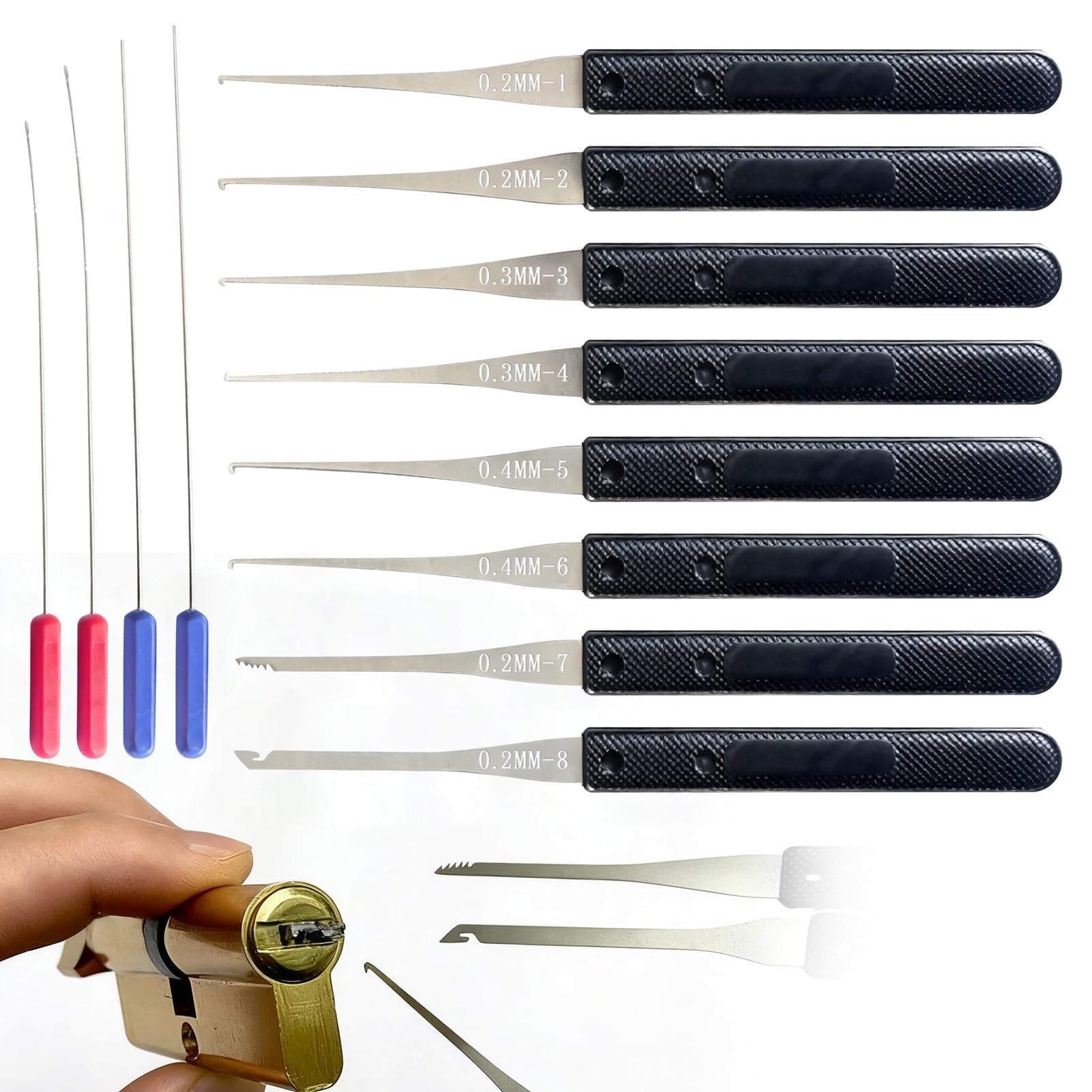 12Pcs Broken Key Extractor Kit, 0.2-0.4mm Professional Key Removal Tool for Car Auto Home Lock Repair Spring Steel for Accurate Keyhole Maintenance & Emergency Locksmith (Black) — image 1