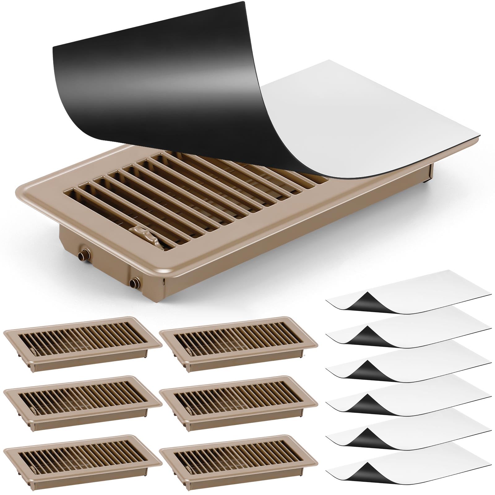 2 Stück Bodenregister Deflektoren – Verstellbar, 10,2x25,4 Cm, Schwarz, Für Heizung/Kühlung