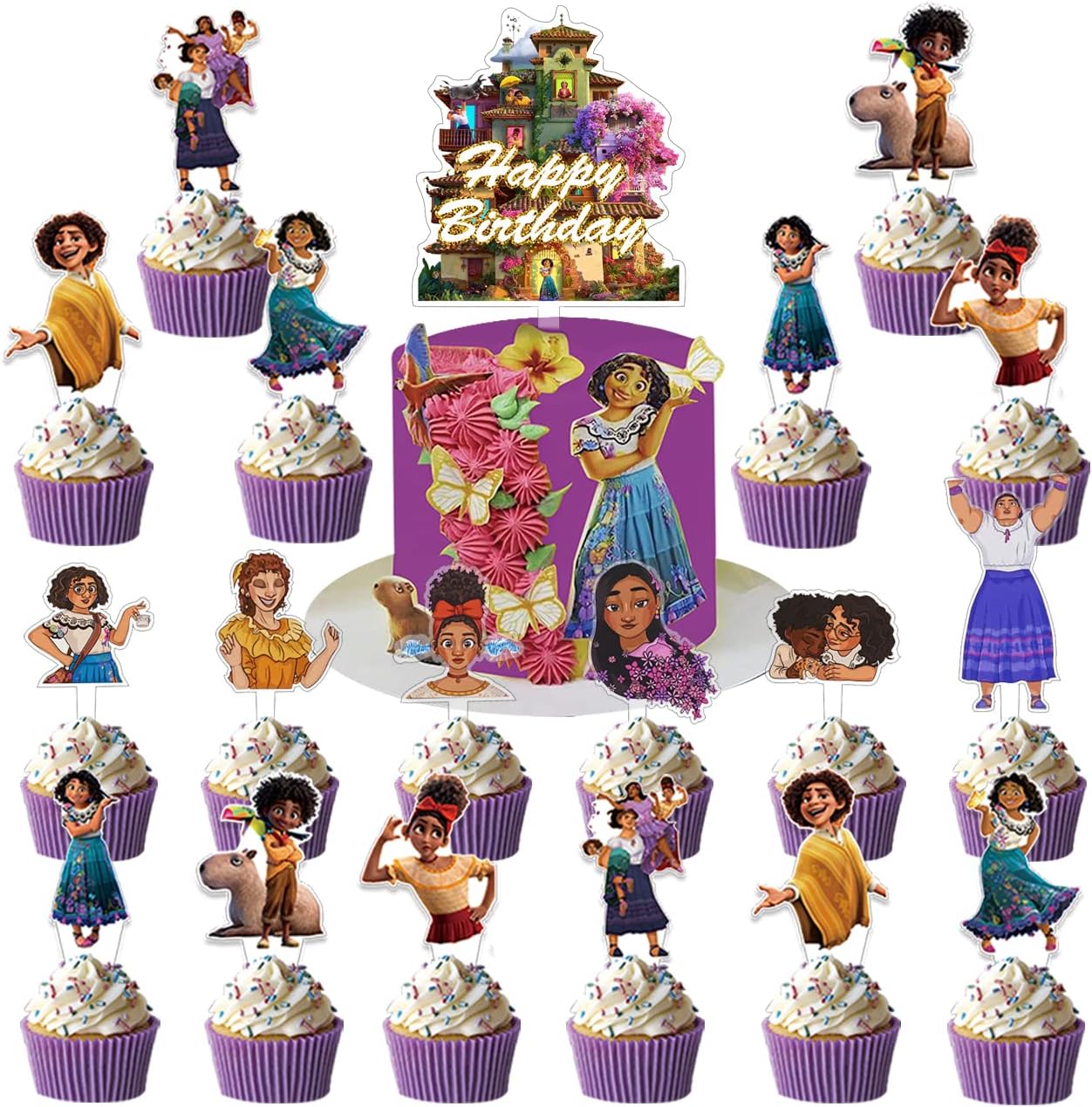 Encanto Cake Toppers 32pcs Encanto Birthday Party Decorations Cupcake