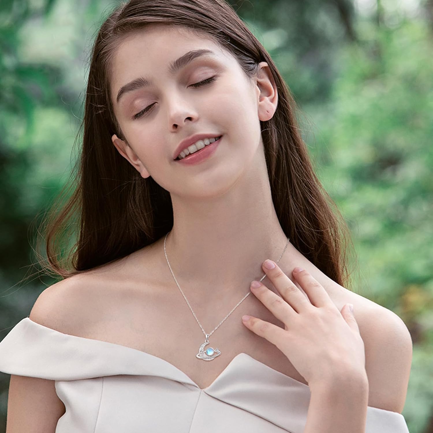 Moonstone Necklace 925 Sterling Silver Moon Star Pendant Planet Saturn Necklace Celestial Jewelry for Women - Image 5